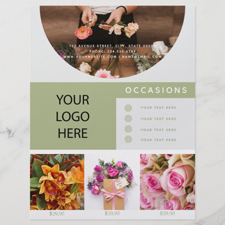 最小主義の花屋ビジネス写真のロゴ チラシ Zazzle Co Jp