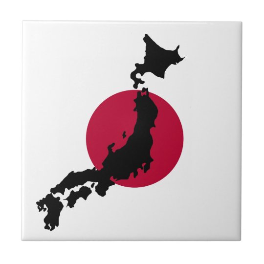 朝日の国旗上の日本のシルエット タイル Zazzle Co Jp