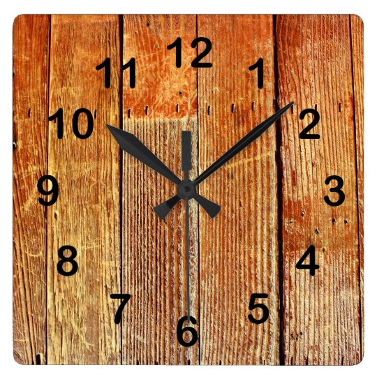 木板の質 スクエア壁時計 Zazzle Co Jp