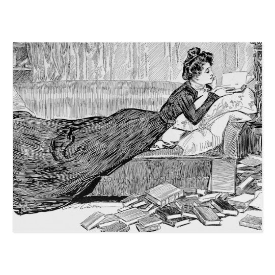 本を読んでいるギブソン ガール ポストカード Zazzle Co Jp