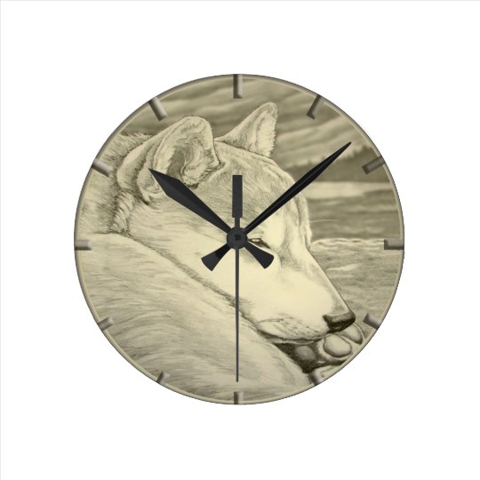 柴犬の時計のギフトの装飾の柴犬礼物の柱時計 ラウンド壁時計 Zazzle Co Jp