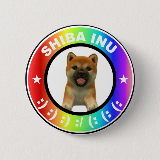 柴犬の虹のボタンによってすごいかわいい 缶バッジ Zazzle Co Jp