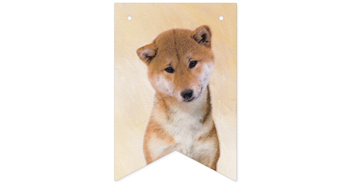 柴犬の 赤い 絵画 元の犬の芸術 バンティングフラッグ Zazzle Co Jp