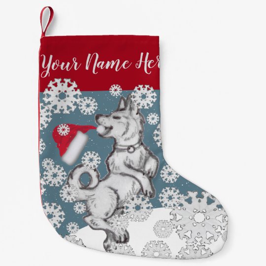 柴犬犬のサンタの帽子の青い冬の雪片 スモールクリスマスストッキング Zazzle Co Jp 柴犬犬のサンタの帽子の青い冬の雪片 スモールクリスマスストッキング Zazzle Co Jp
