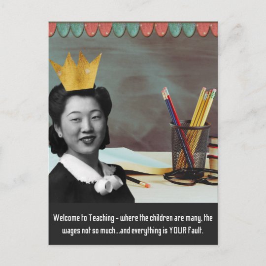 歓迎おもしろい先生ヴィンテージアジア人女性 ポストカード Zazzle Co Jp