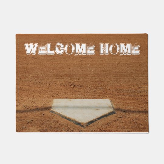 歓迎された家のソフトボールまたは野球のホームベースの玄関マット ドアマット Zazzle Co Jp