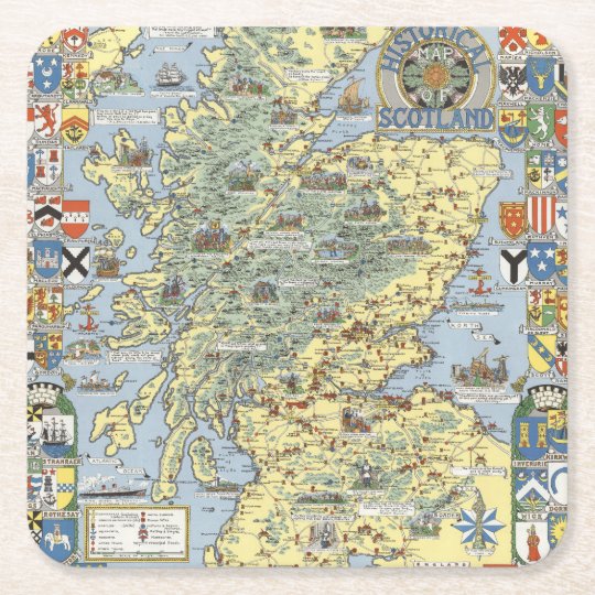 歴史的スコットランドの地図 スクエアペーパーコースター Zazzle Co Jp