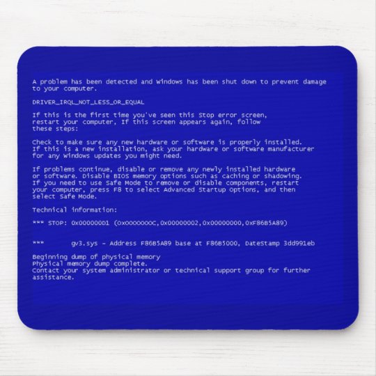 死のブルースクリーン マウスパッド Zazzle Co Jp
