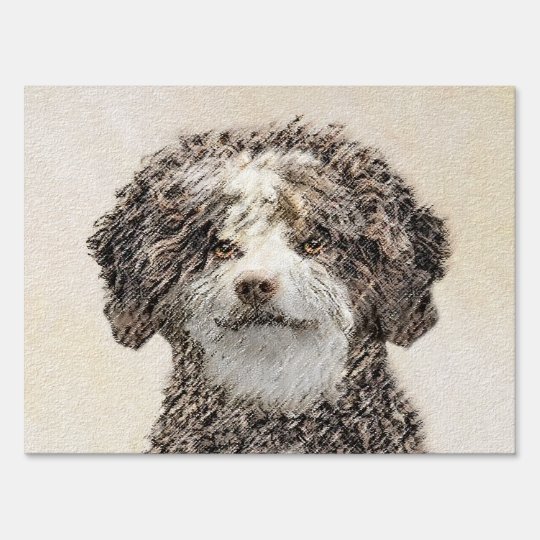 水スペインの犬絵画の可愛いオリジナル アウトドアサイン Zazzle Co Jp