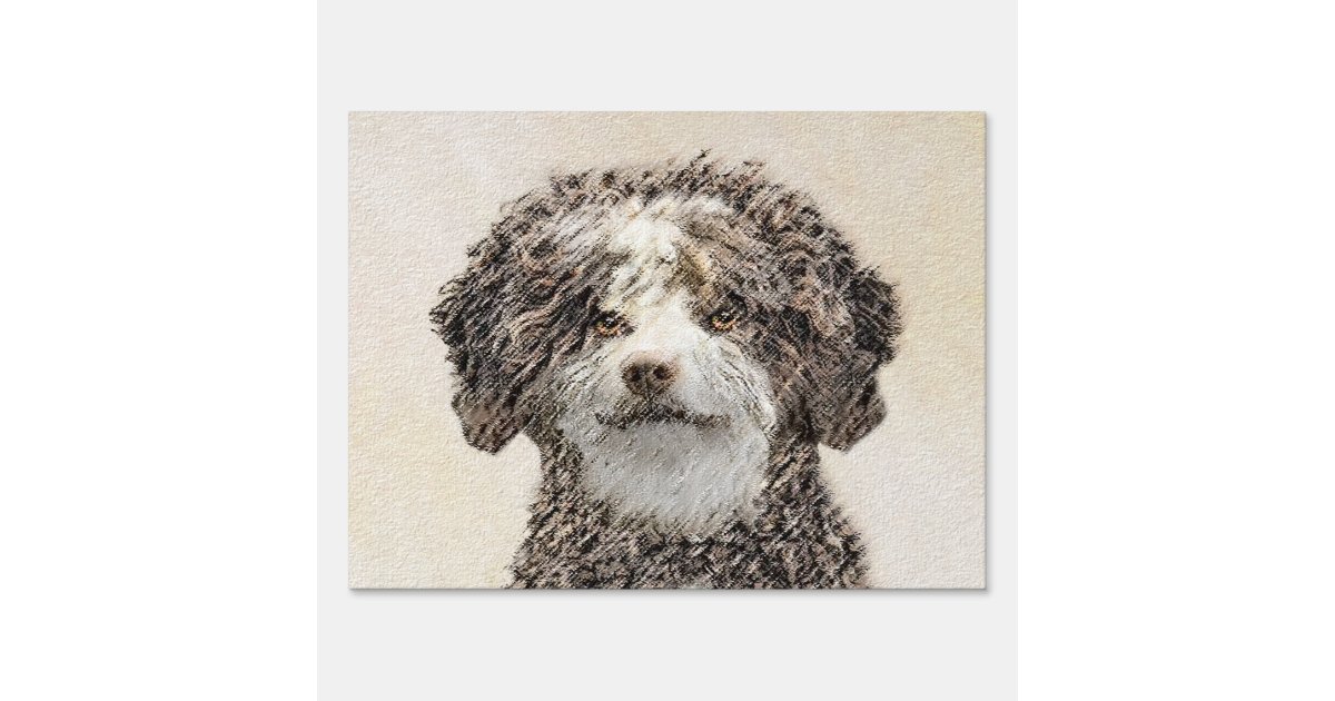 水スペインの犬絵画の可愛いオリジナル アウトドアサイン Zazzle Co Jp