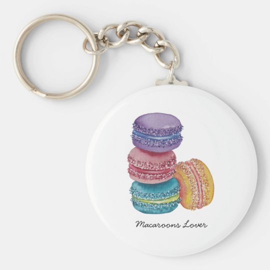 水彩のかわいい虹のマカロン キーホルダー Zazzle Co Jp