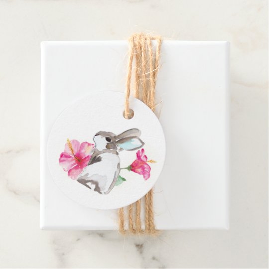 水彩イースターバニーメッセージカード フェイバータグ Zazzle Co Jp