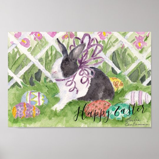 水彩オランダうさぎ復活祭の卵 ポスター Zazzle Co Jp
