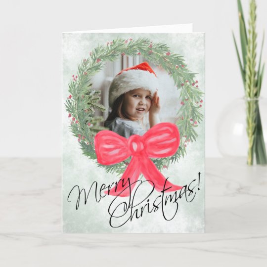 水彩クリスマスリースかわいい写真立て シーズンカード Zazzle Co Jp