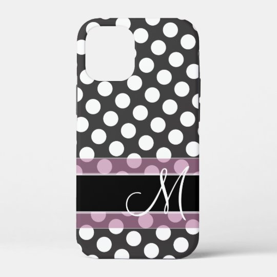 水玉模様パターン モノグラム付き ピンクと黒 Case Mate Iphoneケース Zazzle Co Jp