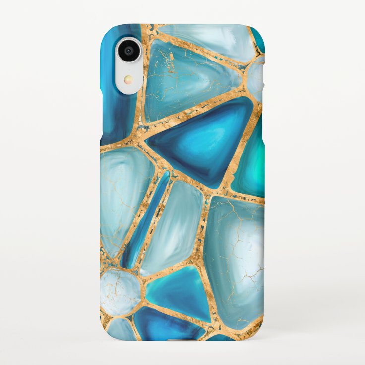 水色と金ゴールドセル 海 Iphoneケース Zazzle Co Jp