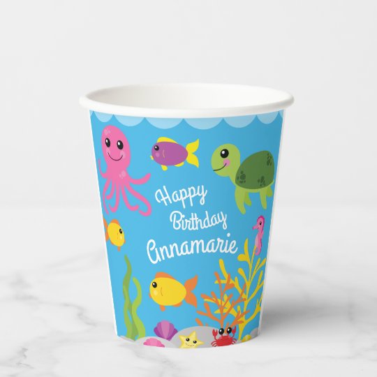 海の動物の海パーティーの下で 紙コップ Zazzle Co Jp 海の動物の海パーティーの下で 紙コップ Zazzle Co Jp