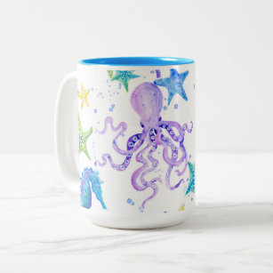 青い かわいい かわいい タコ プリントマグカップ Zazzle Co Jp