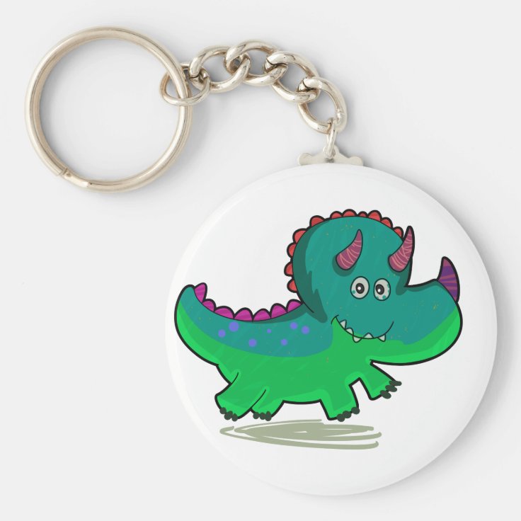 漫画のトリケラトプスのランニング 緑恐竜 キーホルダー Zazzle Co Jp