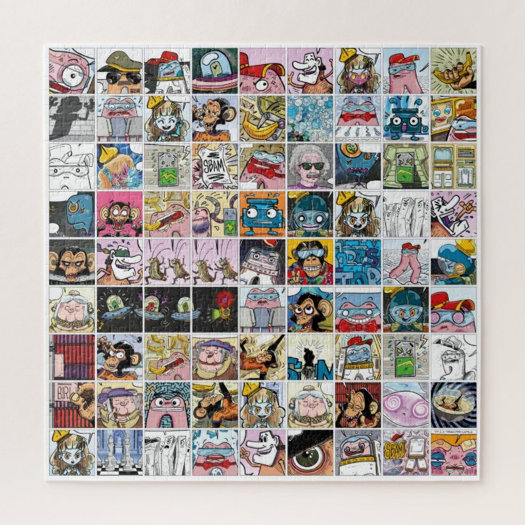 漫画カッコいいキャラクターグリッカラフルドパターン ジグソーパズル Zazzle Co Jp