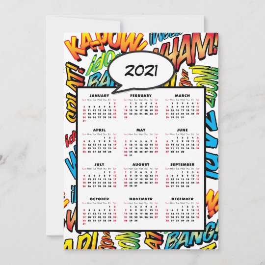 漫画ブックポップ アートのアートスピーチバブル21カレンダー カード Zazzle Co Jp