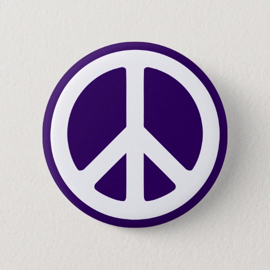 濃い紫の白い平和の象徴 缶バッジ Zazzle Co Jp