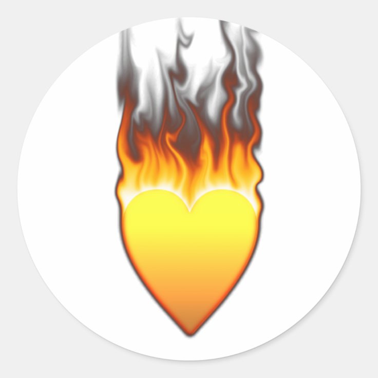 炎のハートの形のデザインii ラウンドシール Zazzle Co Jp