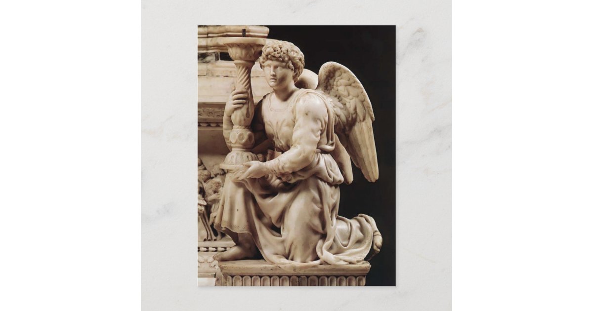 燭台とのミケランジェロの天使 ポストカード Zazzle Co Jp