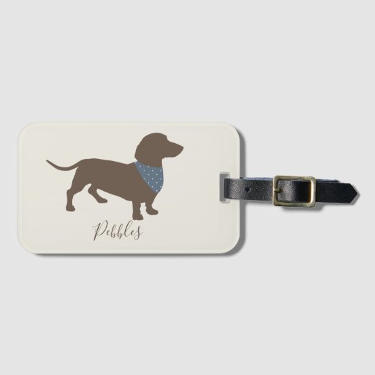 犬の名前のミニマルなダックスフントのシルエット ラゲッジタグ Zazzle Co Jp