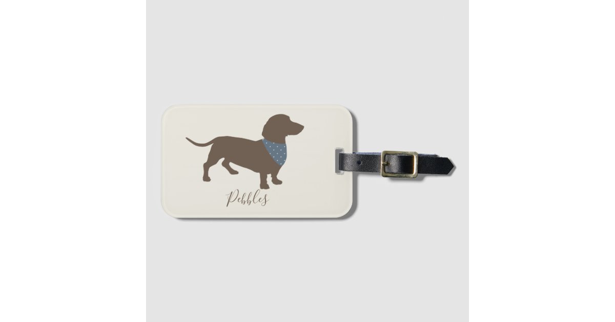 犬の名前のミニマルなダックスフントのシルエット ラゲッジタグ Zazzle Co Jp