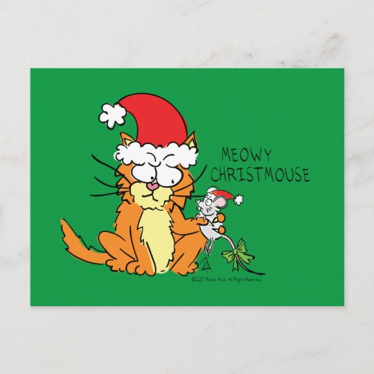 猫のクおもしろいリスマス漫画かわいいネズミ ポストカード Zazzle Co Jp