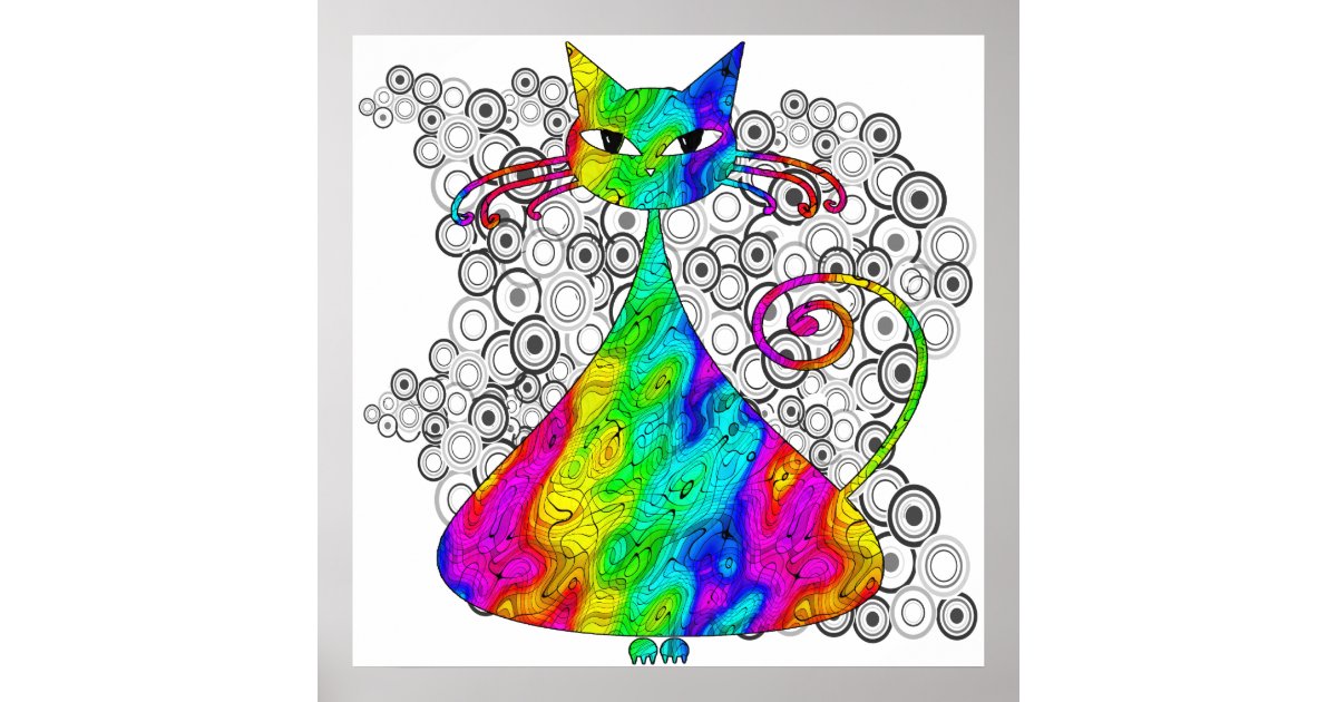 猫トリップ 幻覚体験 のようなポスター ポスター Zazzle Co Jp