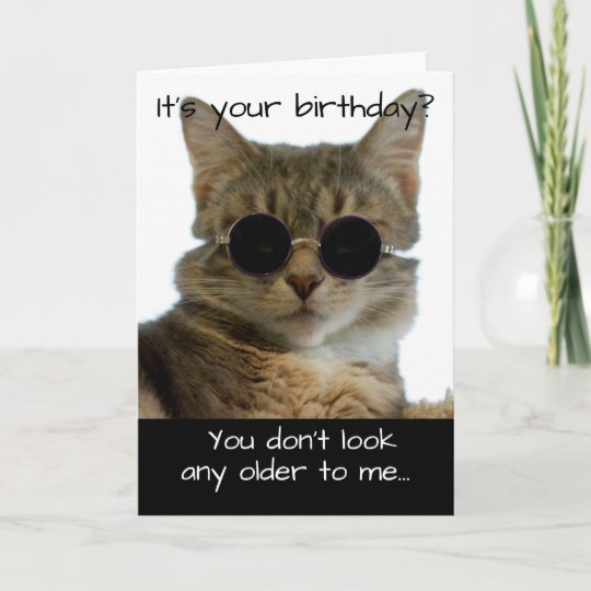 猫用おもしろい眼鏡誕生日 カード Zazzle Co Jp