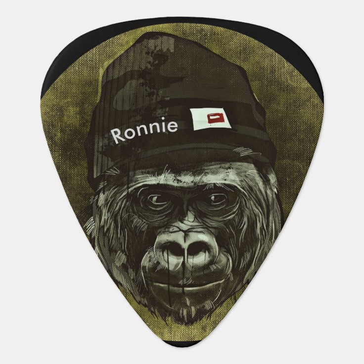 猿のゴリラの帽子のカッコいいの名前のギターピックのモノグラム ギターピック Zazzle Co Jp