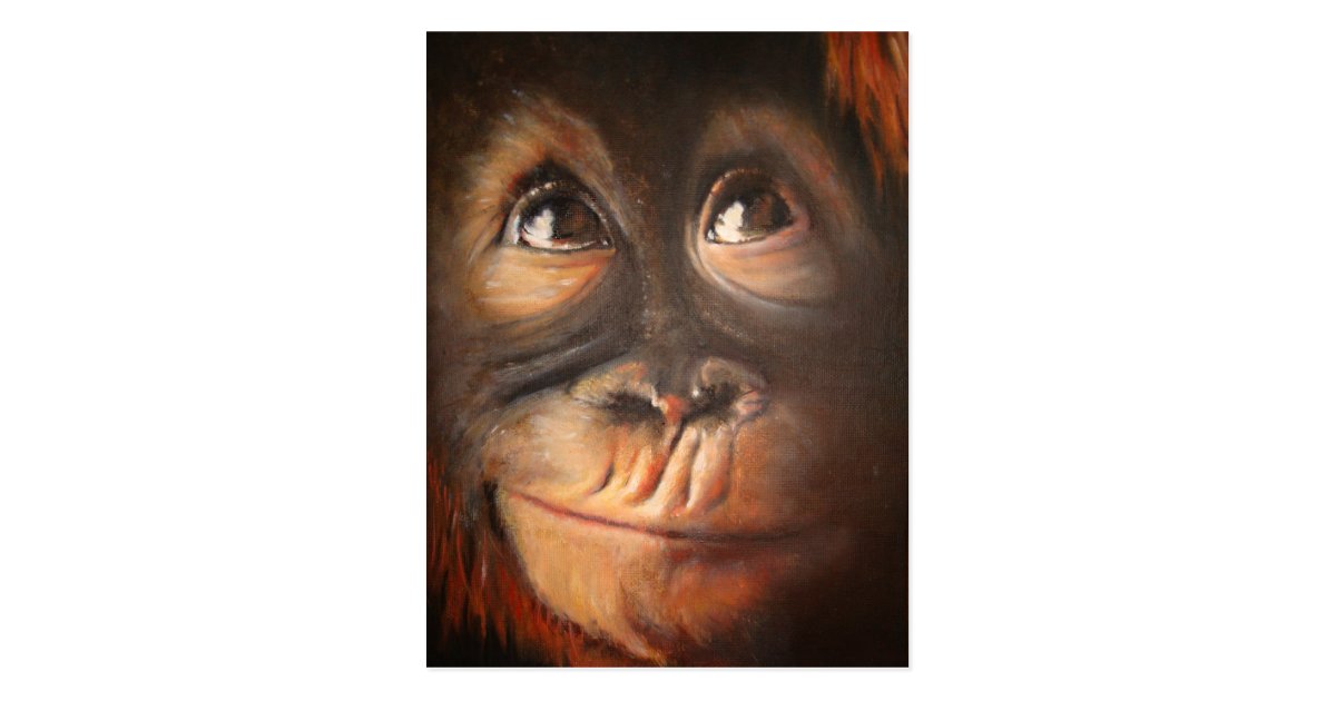 猿の油絵のおもしろいな顔kerra Lindsey ポストカード Zazzle Co Jp