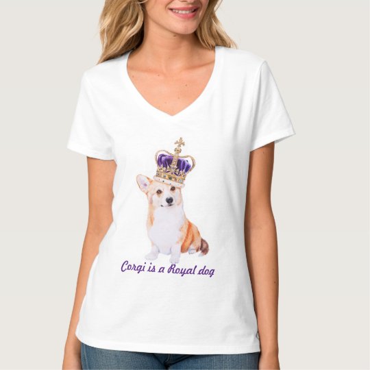 王室のな王冠の水彩画のコーギー犬 Tシャツ Zazzle Co Jp