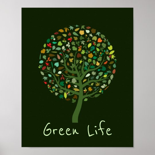 環境緑の生命スローガンの覚醒剤のかわいい木 ポスター Zazzle Co Jp