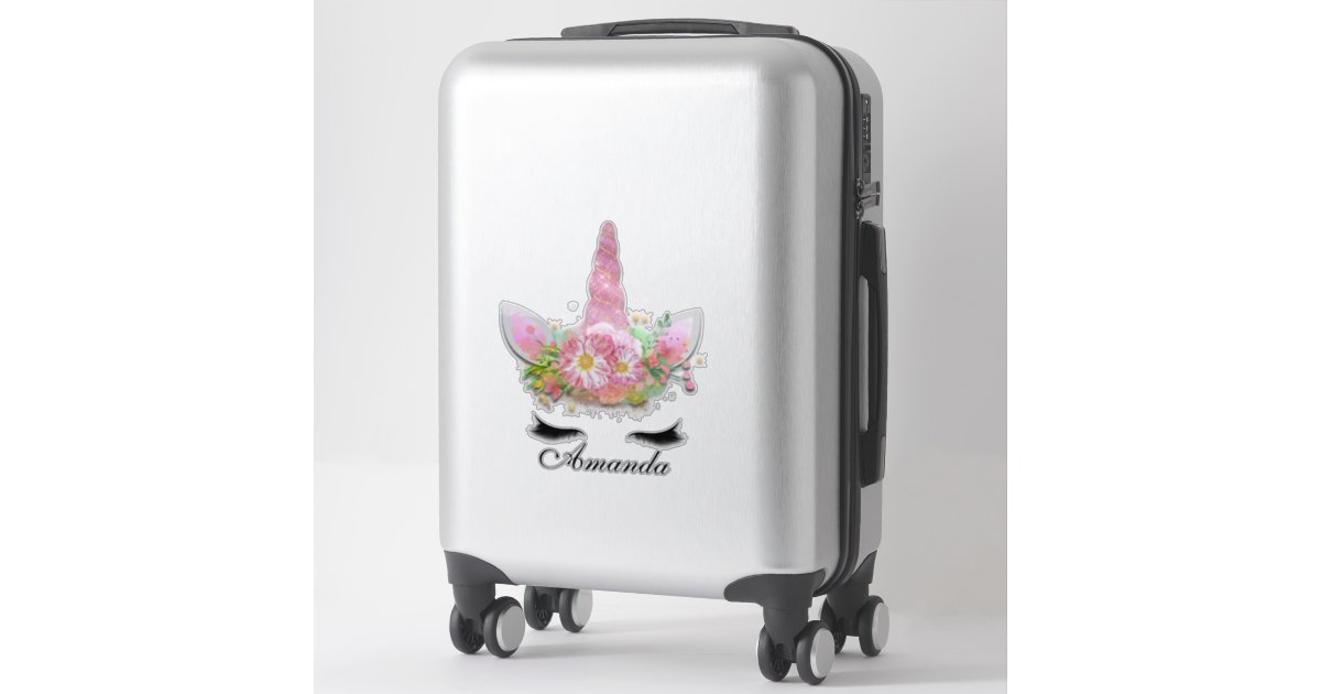 甘いフローラ ユニコーンが金ゴールド ピンク名を点滅 シール Zazzle Co Jp
