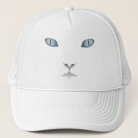 白い猫の顔のトラック運転手の帽子 キャップ Zazzle Co Jp