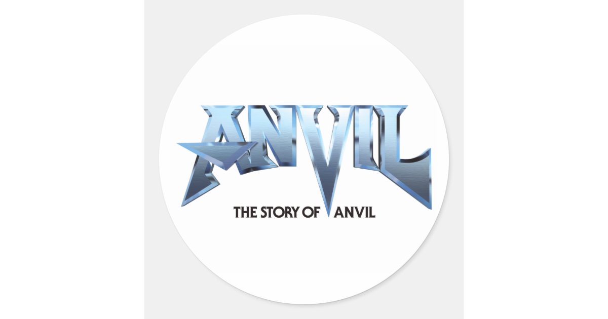 白い金敷映画ロゴのステッカー ラウンドシール Zazzle Co Jp