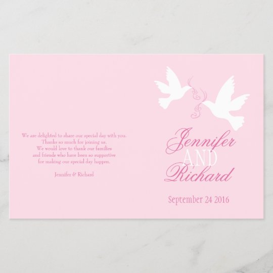 白い鳩の淡いピンクのリボンの結婚式プログラム Zazzle Co Jp 白い鳩の淡いピンクのリボンの結婚式プログラム Zazzle Co Jp