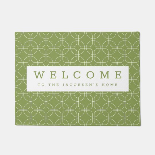 白の円の四角 緑 ようこパーソナライズされたそ ドアマット Zazzle Co Jp
