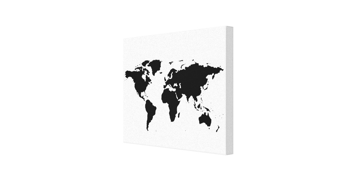 白黒の世界地図 キャンバスプリント Zazzle Co Jp
