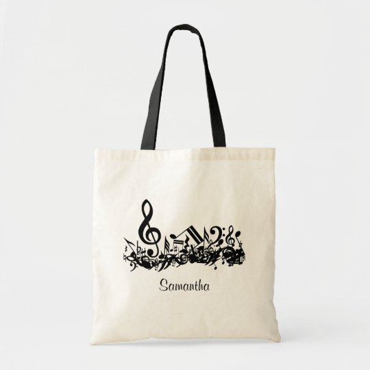 白黒カスタマイズ可能で乱雑な音符 トートバッグ Zazzle Co Jp