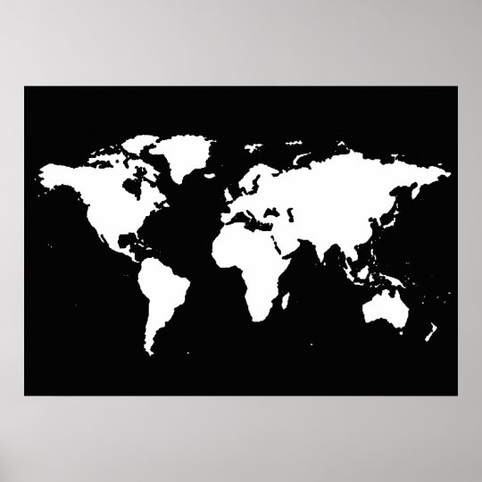 白黒世界地図 ポスター Zazzle Co Jp