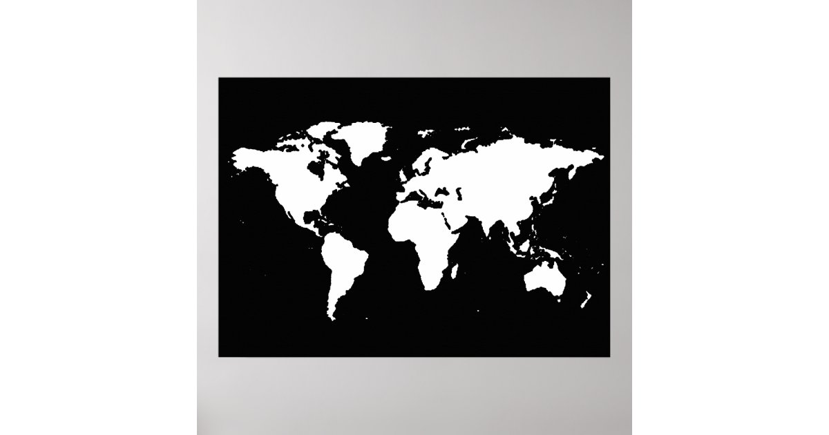 白黒世界地図 ポスター Zazzle Co Jp