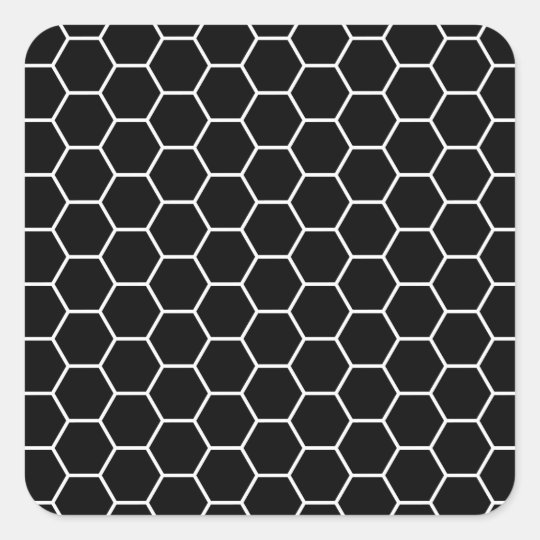 白黒幾何学的な六角形パターン スクエアシール Zazzle Co Jp