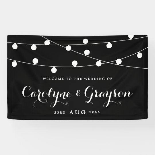 白黒 お洒落な豆電球の結婚 横断幕 Zazzle Co Jp 白黒 お洒落な豆電球の結婚 横断幕 Zazzle Co Jp