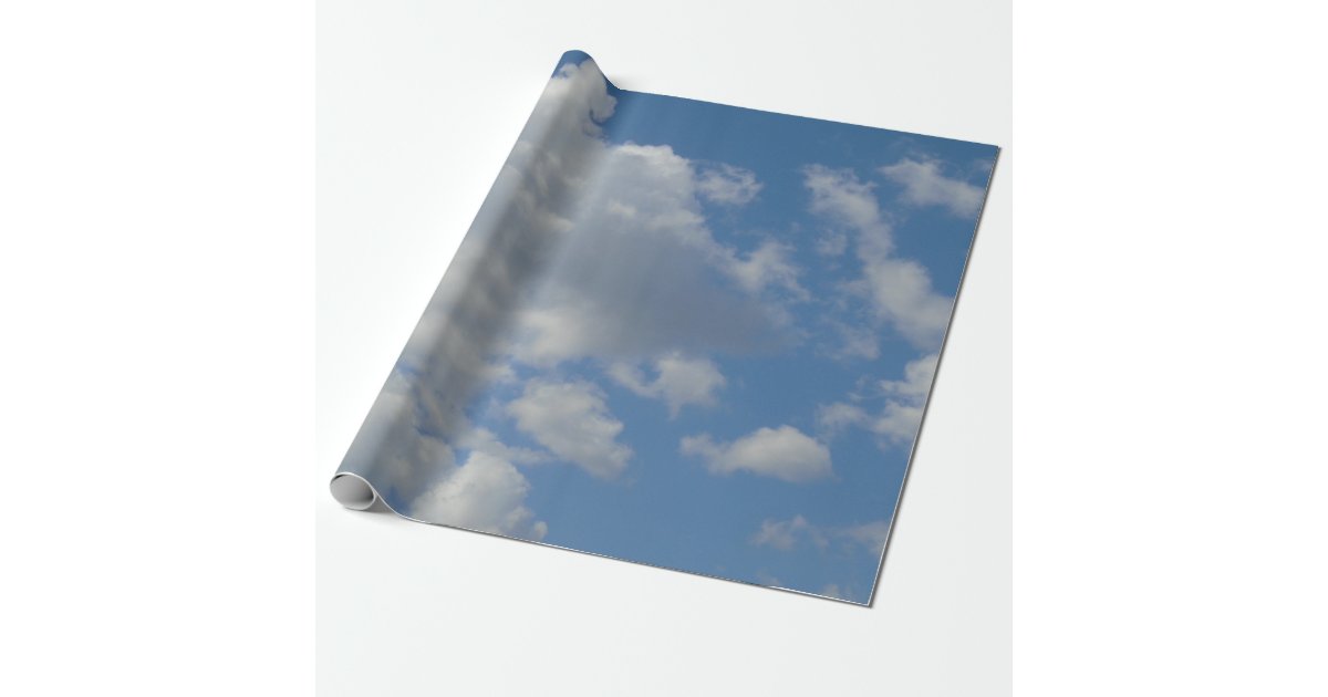 白 灰色の雲と青の空の折り返し紙 ラッピングペーパー Zazzle Co Jp