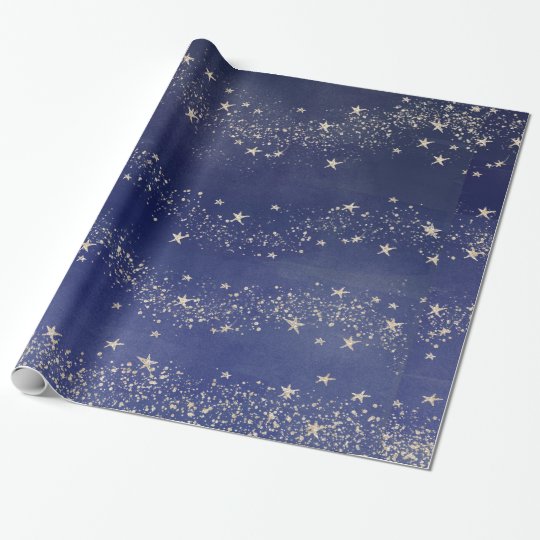 真夜中の青い星明かりの夜空のラッピングペーパー ラッピングペーパー Zazzle Co Jp